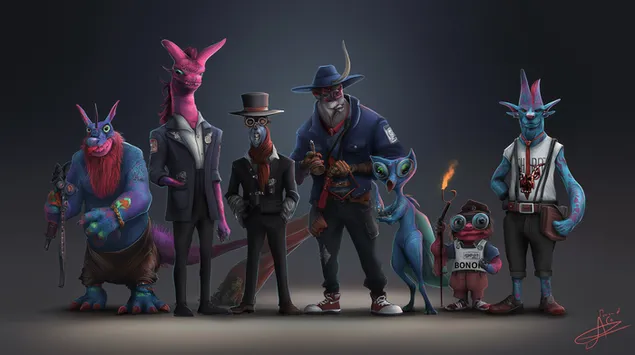 אוסף אקסצנטרי של אישים בנושא פנטזיה 2K טפט