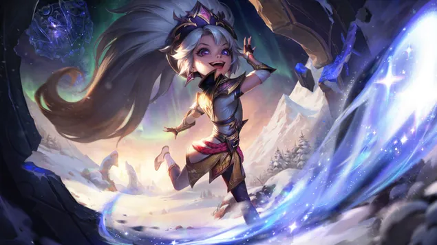 Taustpilt EDG 'Zoe' Tenfold Triumph Chroma Skin – League of Legends (LOL) 8K