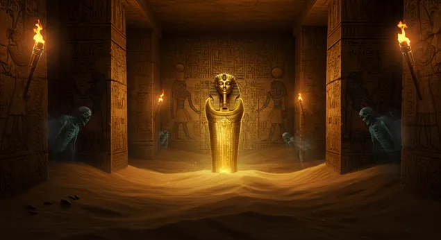 tomba egizia di halloween risvegliata dagli spiriti dei faraoni, dai geroglifici luminosi e dal misticismo dorato del deserto scarica
