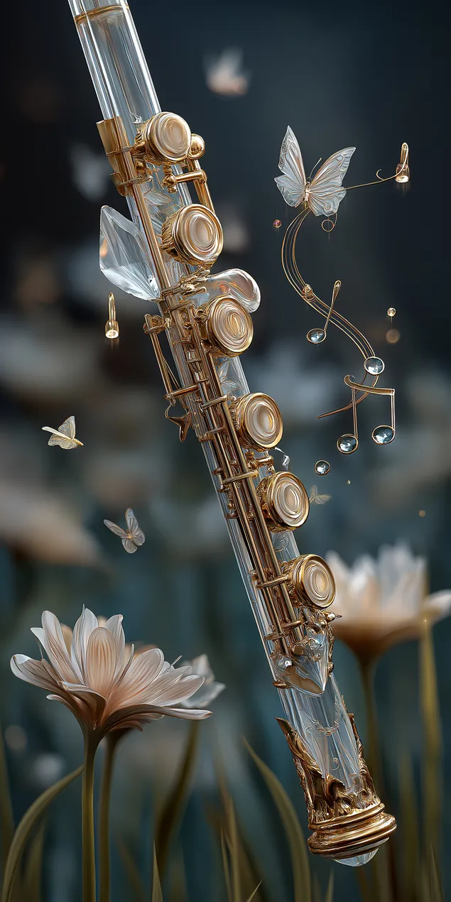 imantri stiklo ir metalo fleita, apsupta drugeliu atsisiusti