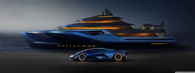 Преземете Електричен Lamborghini Hypercar, јахта Ultra HD во ист стил