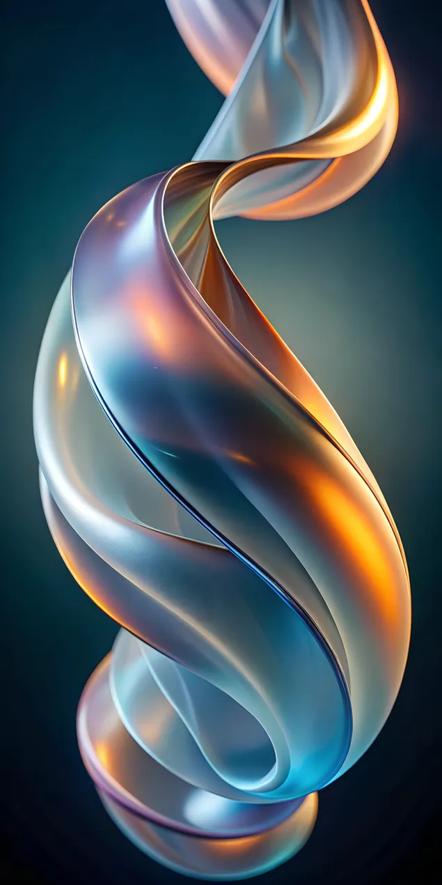 Hình nền Sóng chuyển màu 3D thanh lịch với các điểm nhấn mờ, trong suốt và sáng rực rỡ 2K