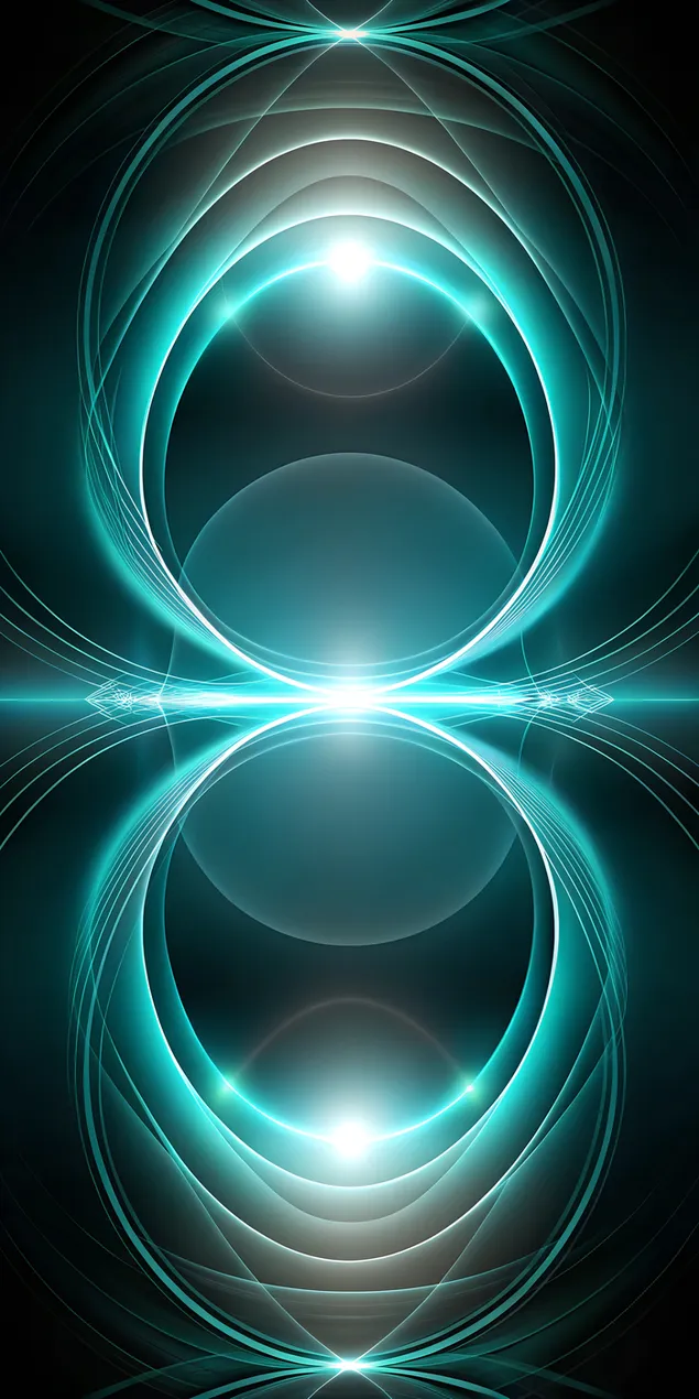 Elegante abstrakte swart agtergrond met gloeiende gradiëntsirkels 2K muurpapier