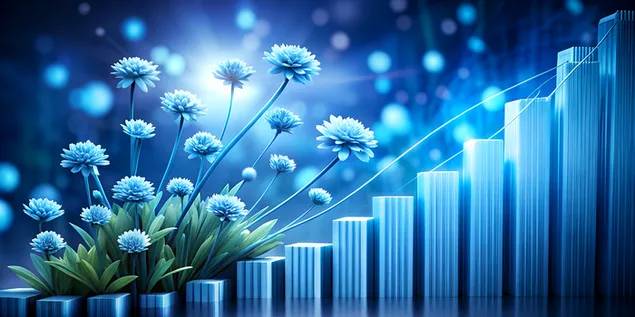 elegant blatonet abstrakt blomstervaekstgraf og diagram download