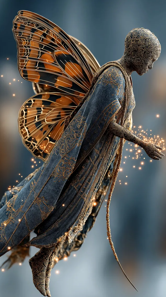 elegante fee papillon emettant des etincelles dorees telechargement