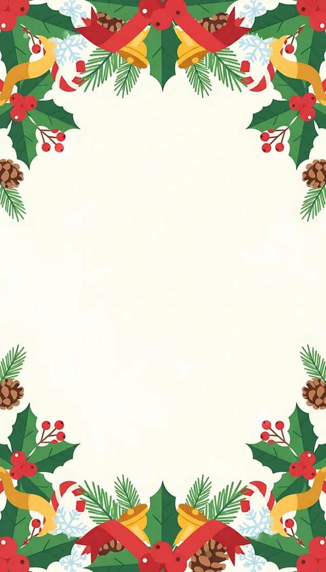 מסגרת גבול הולי ברי אלגנטית לחג המולד 2K טפט