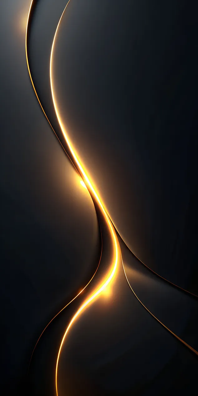 Hình nền Tông màu tối thanh lịch với đường cong màu vàng Thiết kế đèn vàng trừu tượng 2K