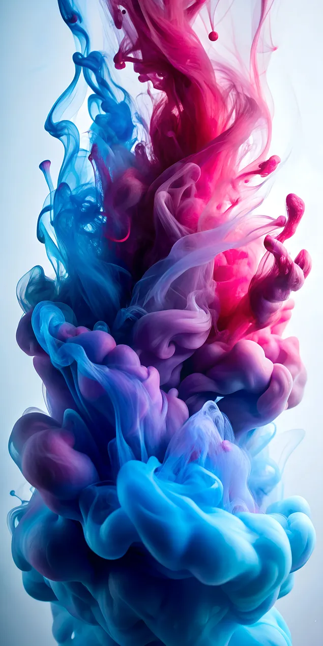 Elegante vloei, sagte blou en magenta vloeistofdinamika 2K muurpapier