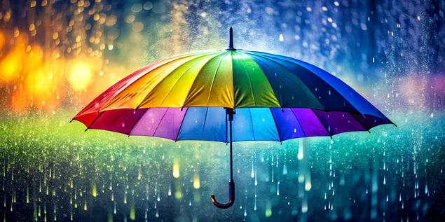 Payung Gradien Elegan dengan Tetesan Hujan dalam Pemandangan Sempurna 4K wallpaper