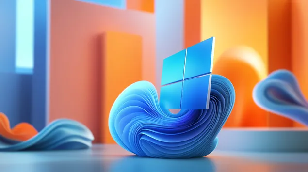 Hình nền Sóng Gradient thanh lịch trong sắc xanh lam và san hô 8K