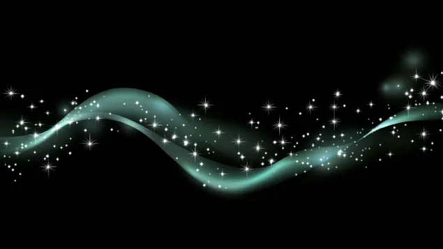 เส้นโค้งสีเขียวสง่างามพร้อมดวงดาวระยิบระยับบนพื้นหลังสีเข้ม HD วอลเปเปอร์