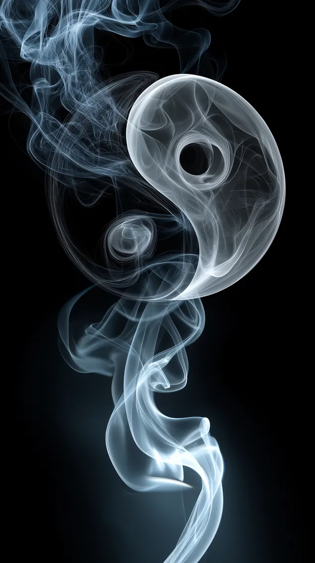 Elegant røyk danner Ying- og Yang-halvdelene av Tai Chi-symbolet HD bakgrunn