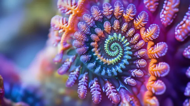 Елегантна симетрия на цветна морска папрат под водата 4K тапет