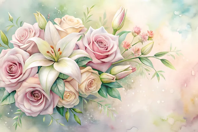 elegants akvarela gradienta fons ar rozu puski lejupieladet