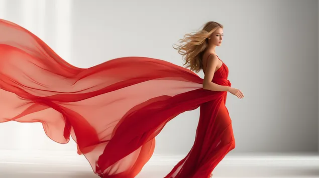 elegantna zena u leprsavoj crvenoj haljini - modni napredak preuzmi