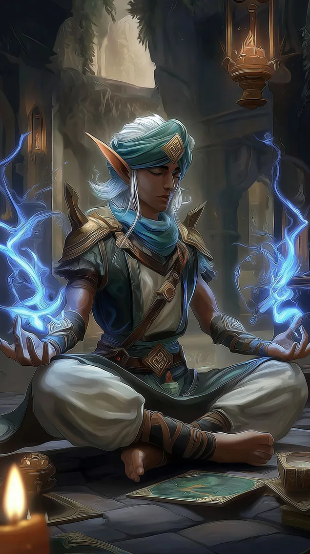 Шпалери Ельф-маг, що направляє містичну енергію в приміщенні HD