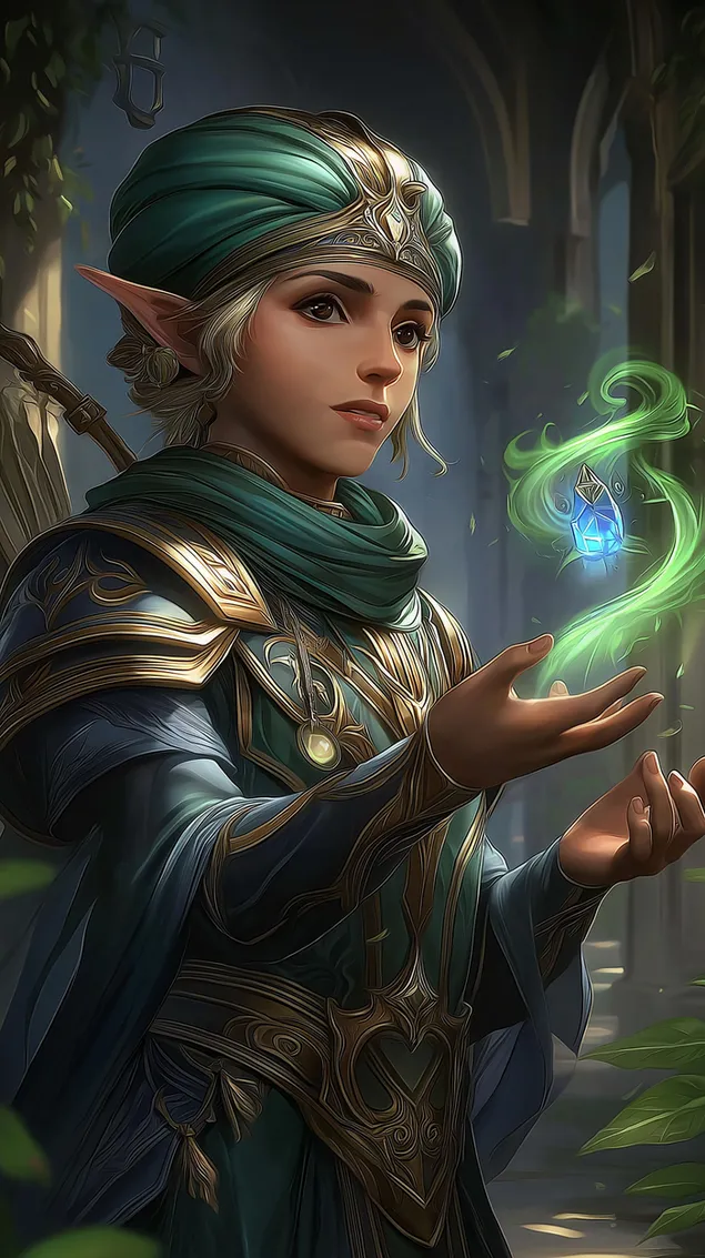 Шпалери Заклинання ельф-мага в стародавньому середовищі HD