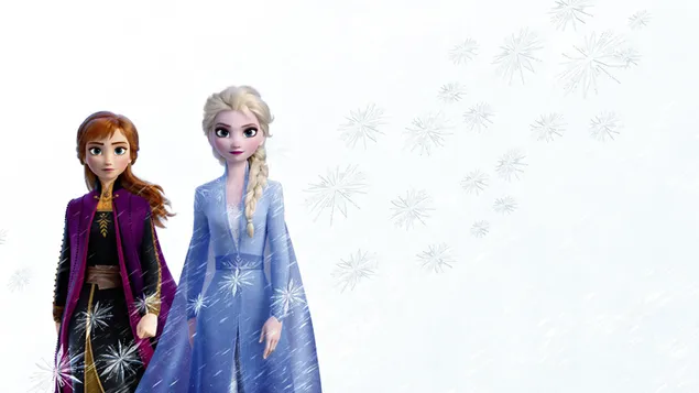 Elsa and Anna with Snowflakes background