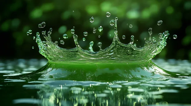 Emerald Surge: Die Kraft grüner Flüssigkeit in Bewegung 2K Hintergrundbild