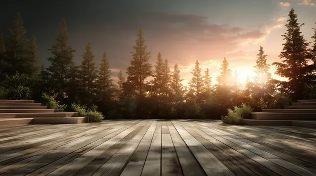 tuhi puidust ouelava tekk, mida umbritsevad korged puud allalaadimine