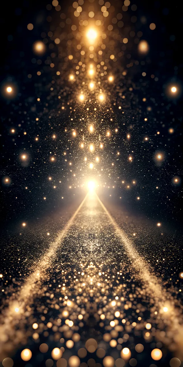 שביל אפל קסום עם חלקיקים זוהרים ושבילי אור מיסטיים על רקע שחור 2K טפט