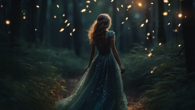 okouzlena dama v lese stahnout