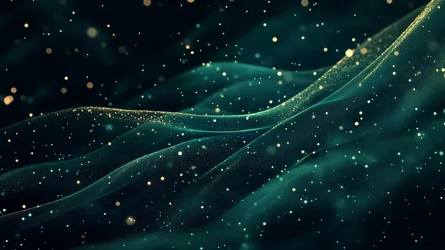 ส่วนโค้งสีเขียวอันน่าหลงใหลและแสงดาวบนฉากหลังยามเที่ยงคืน HD วอลเปเปอร์