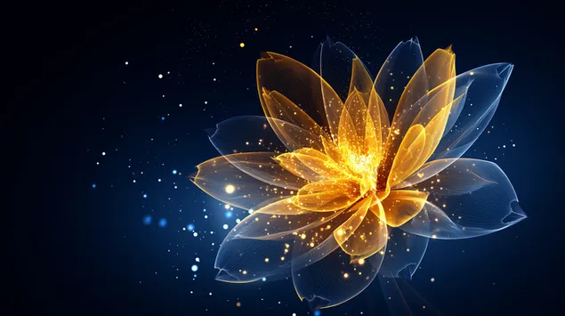 Taustpilt Lummav helendav õitsemine: eeterlik lill tumedal taustal 2K