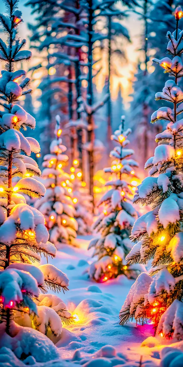 shteg magjepses dimeror i pyllit i ndricuar nga dritat e ngrohta vezulluese shkarkim