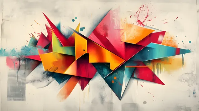 שילוב אנרגטי של צבעים וגיאומטריה 2K טפט