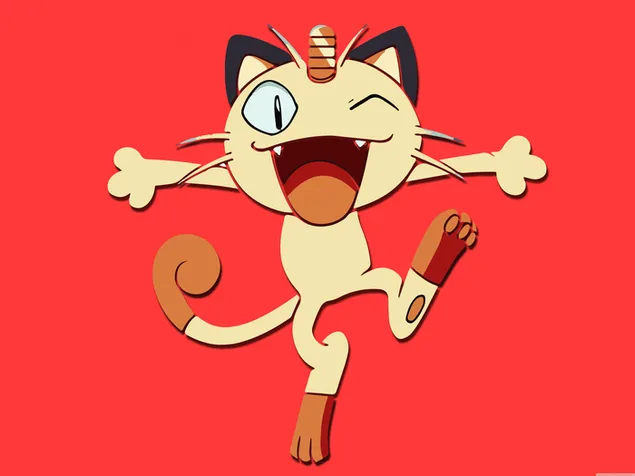 חתול אנרגטי עם זנב צבעוני, כפות פרושות, ממצמץ בעין אחת 6K טפט