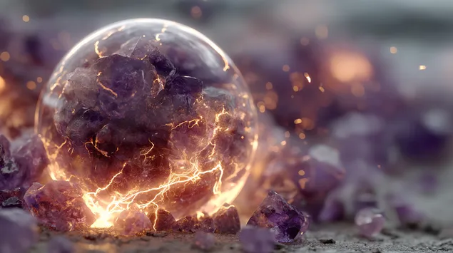 Esfera de cristall energètic amb esquerdes i resplendor interna 2K fons de pantalla