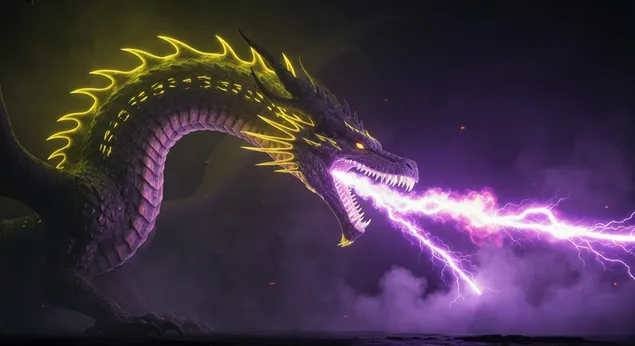 Epic Purple Lightning Dragon, House Of Dragon Dekstop Background 4K wallpaper