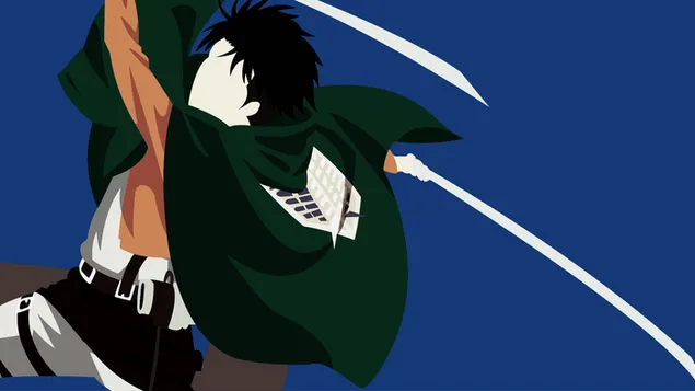 Eren Yeager val met vervaagde gesig aan 2K muurpapier