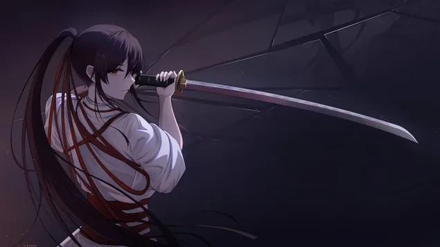 Serie de anime Eromanga Sensei Izumi Sagiri sosteniendo una espada descargar