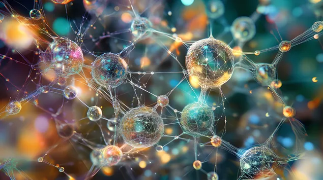 Danza etérea de energías celestiales en una red cósmica de luz 8K fondo de pantalla