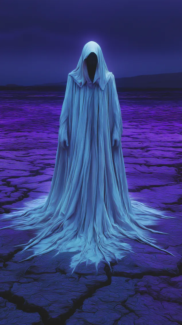 Етерична фигура на пустом ванземаљском пејзажу HD позадина