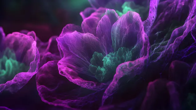 des fleurs fractales etherees dans des tons violets et verts radieux telechargement