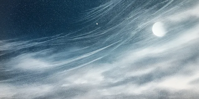 Eterisk natthimmel med böljande strimmor och glödande stjärnor 2K bakgrund