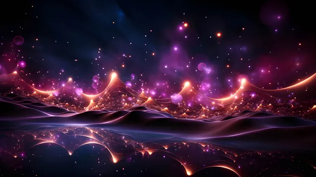 Eterični ljubičasti talasi: nebeski sjaj svjetlosti i zvijezda 2K pozadina