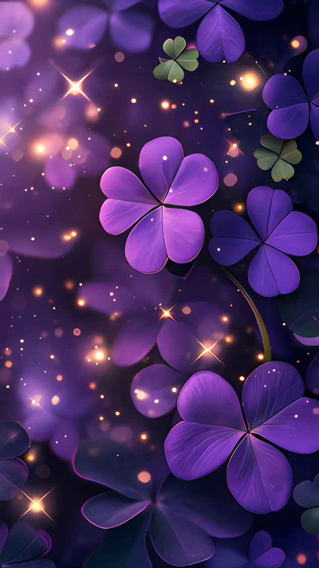 Shamrock Ethereal dalam Malam Berbintang 2K kertas dinding