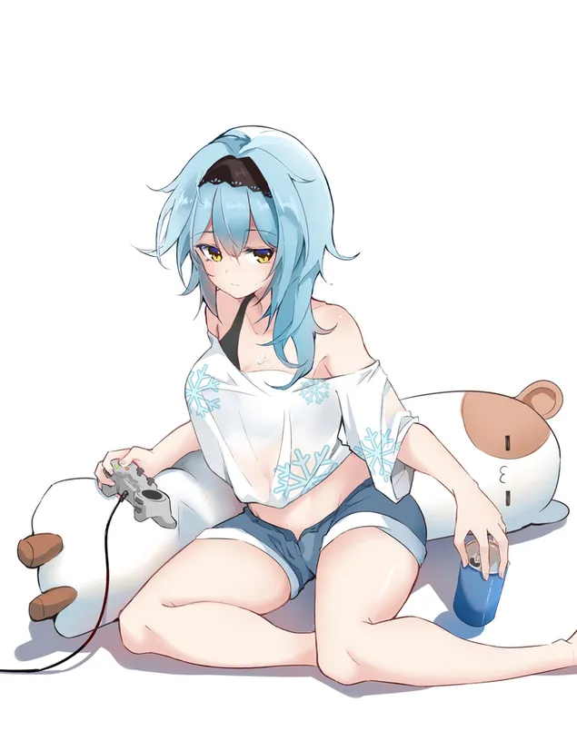 Eula singură jucând jocul video Ganshin Impact 2K imagine de fundal