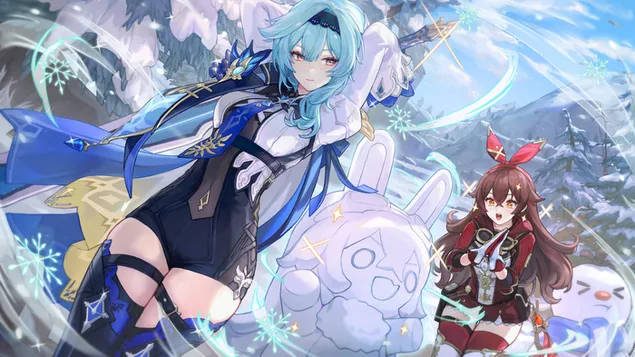 Eula y Amber hicieron juntos un muñeco de nieve de invierno | Impacto Genshin descargar