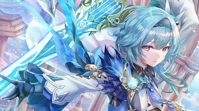 Eula（Cryo Claymore 角色）- Genshin Impact（动漫角色扮演视频游戏） 4K 壁纸