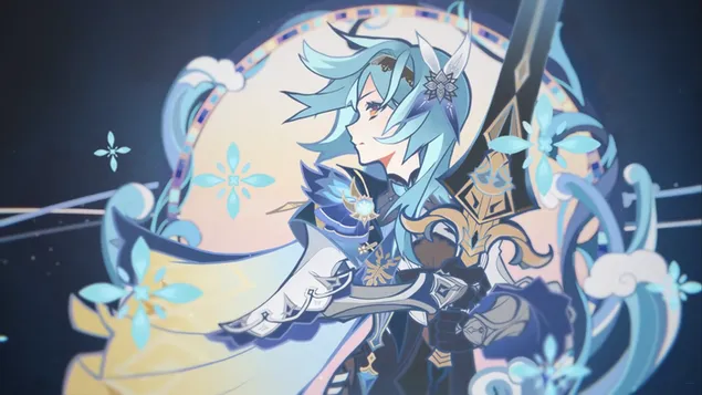 ЕУла је спремна са својим мачем за борбу (Гансхин Импацт) 4K позадина