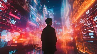 Tapeta Zkoumání digitální reality: Cesta přes virtuální mřížku 8K