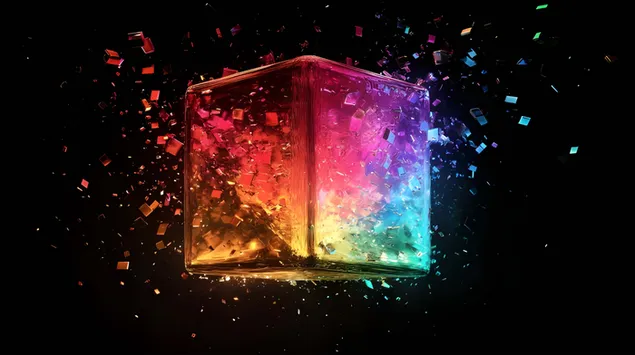 explosive cube: a burst of color and light lepse