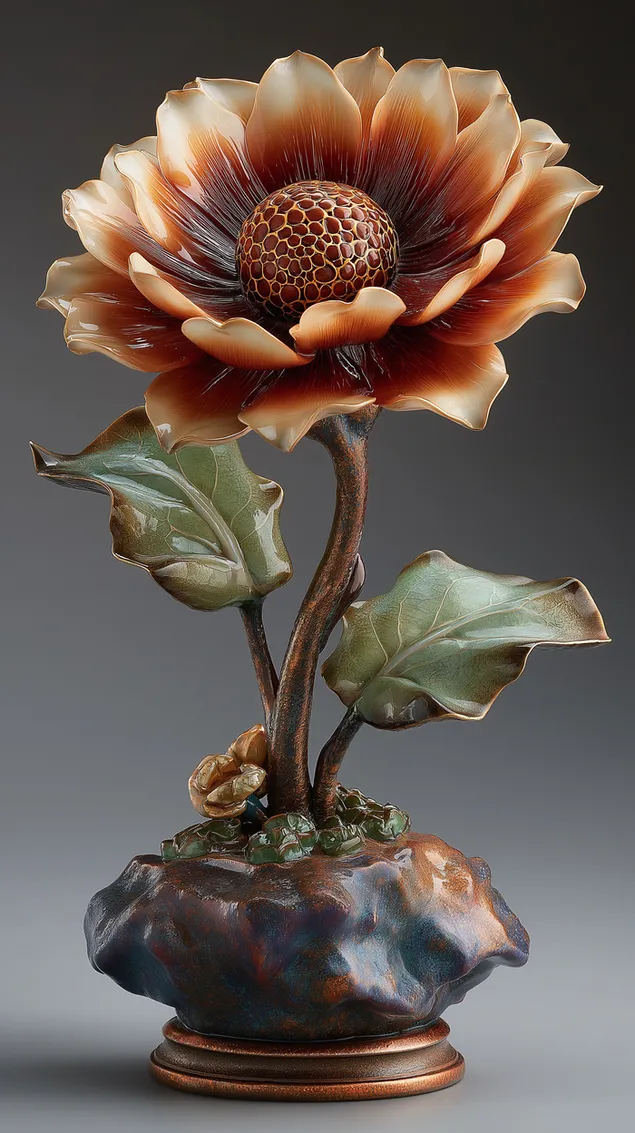 Squisita scultura floreale in lacca con madreperla dorata HD sfondo