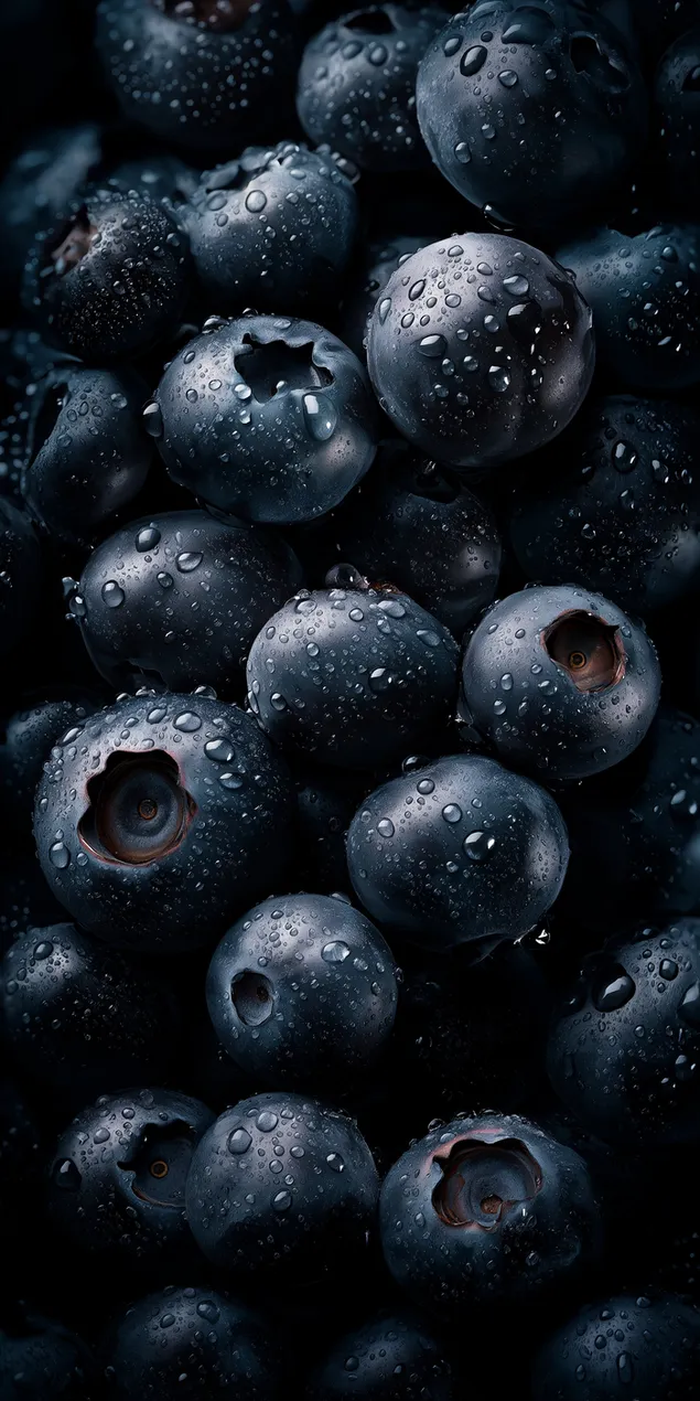 close-up ekstrem buah berry segar basah dengan tetesan air unduhan