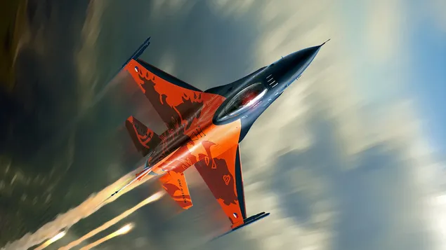 Pesawat jet tempur F-16 Falcon angkatan udara AS 4K wallpaper